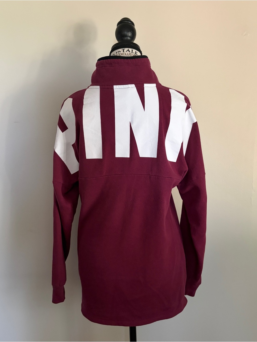 Victorias Secret PINK maroon varsity quarter zip oversized sweatshirt - Picture 2 of 10